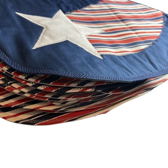 Patriotic 4th of July Placemats Lot of Eight Red White & Blue - Picture 9 of 12